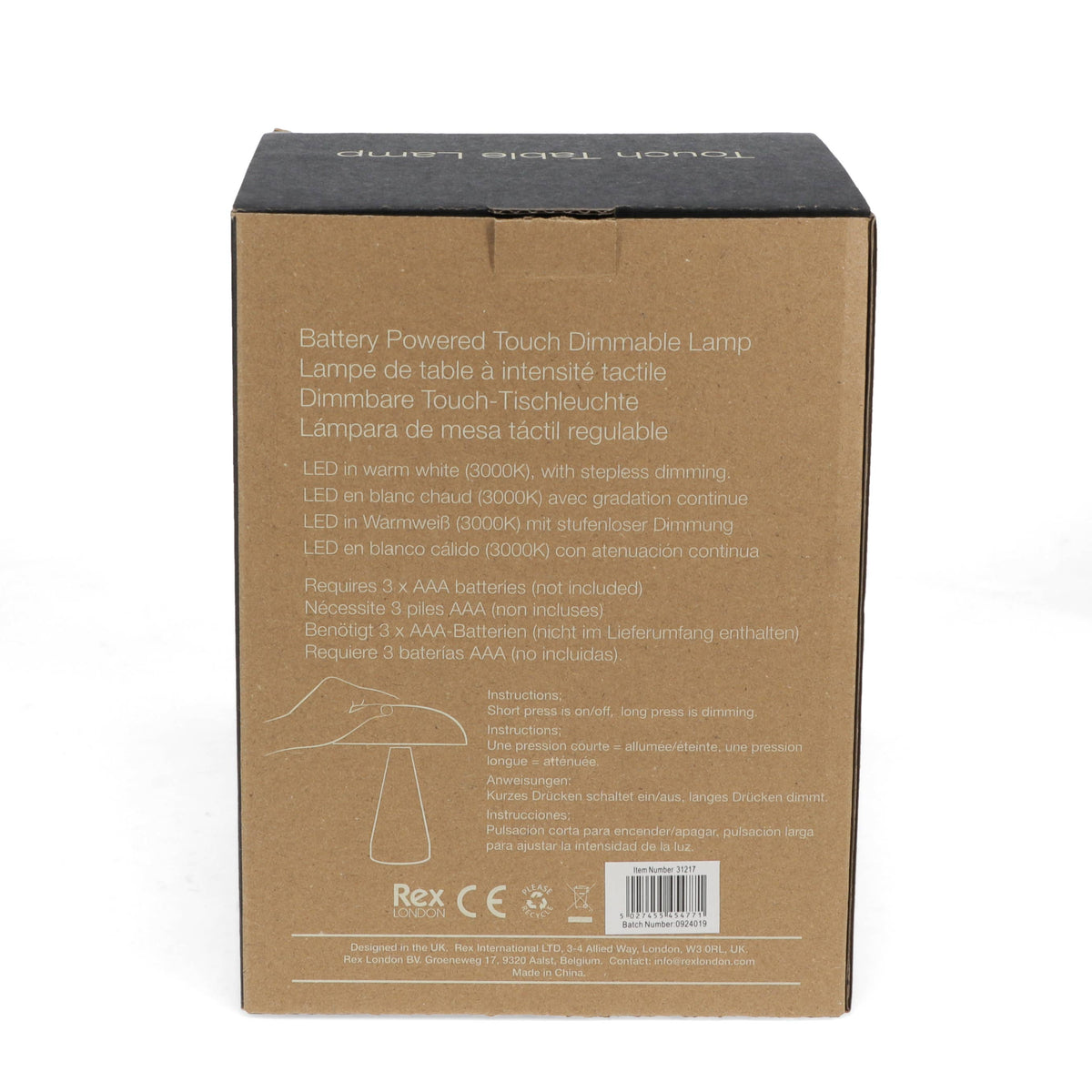 Touch dimmable mushroom table lamp - Peach