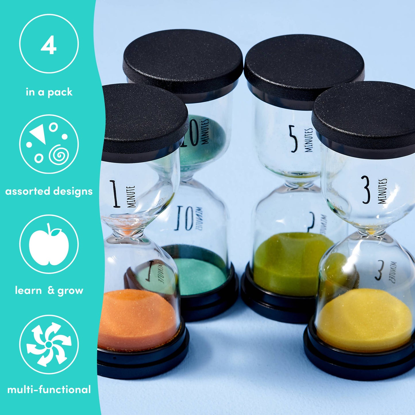 4 Set Hourglass Sand Clock, Kitchen Accessory Perfect