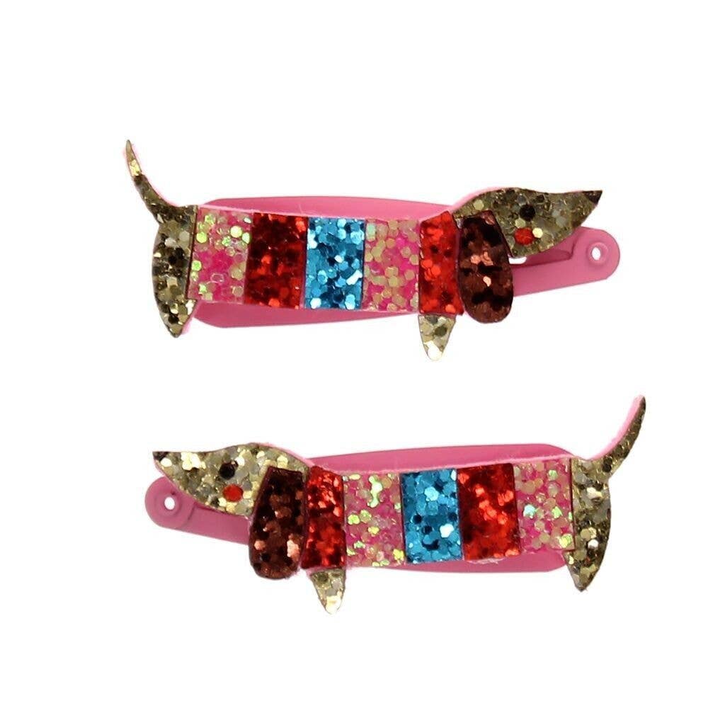 Glitter Hair Clips (Set of 2) - Sausage Dog