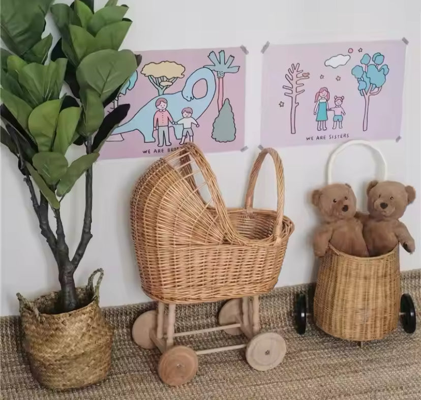 Wicker Dolls Pram