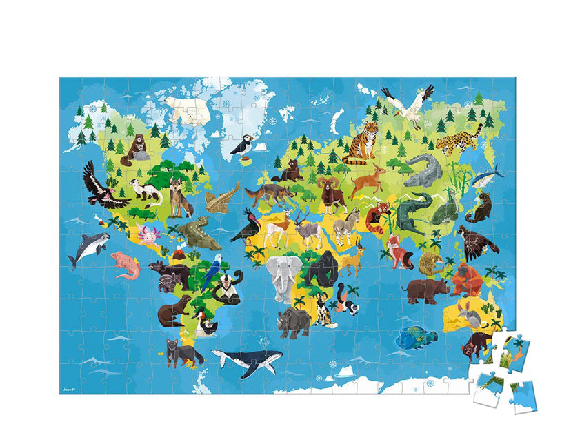 Janod Educational Puzzle - Endangered Animals - 200 PCS