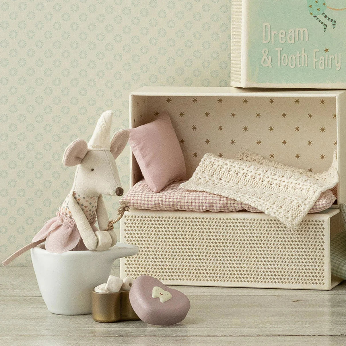 Maileg Tooth Fairy Mouse in Matchbox - Rose