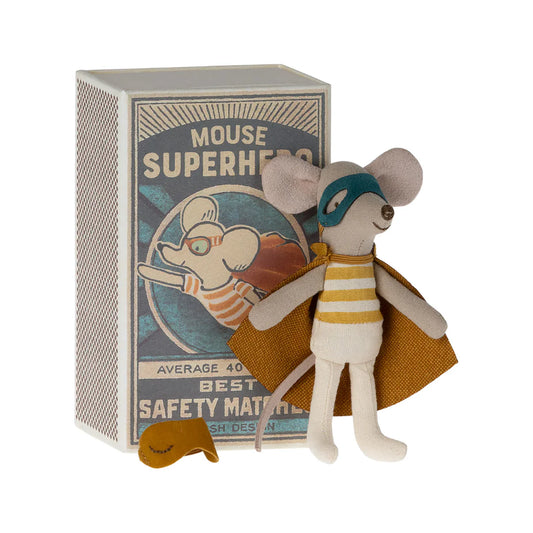 Maileg Superhero Mouse, Little Brother in Matchbox