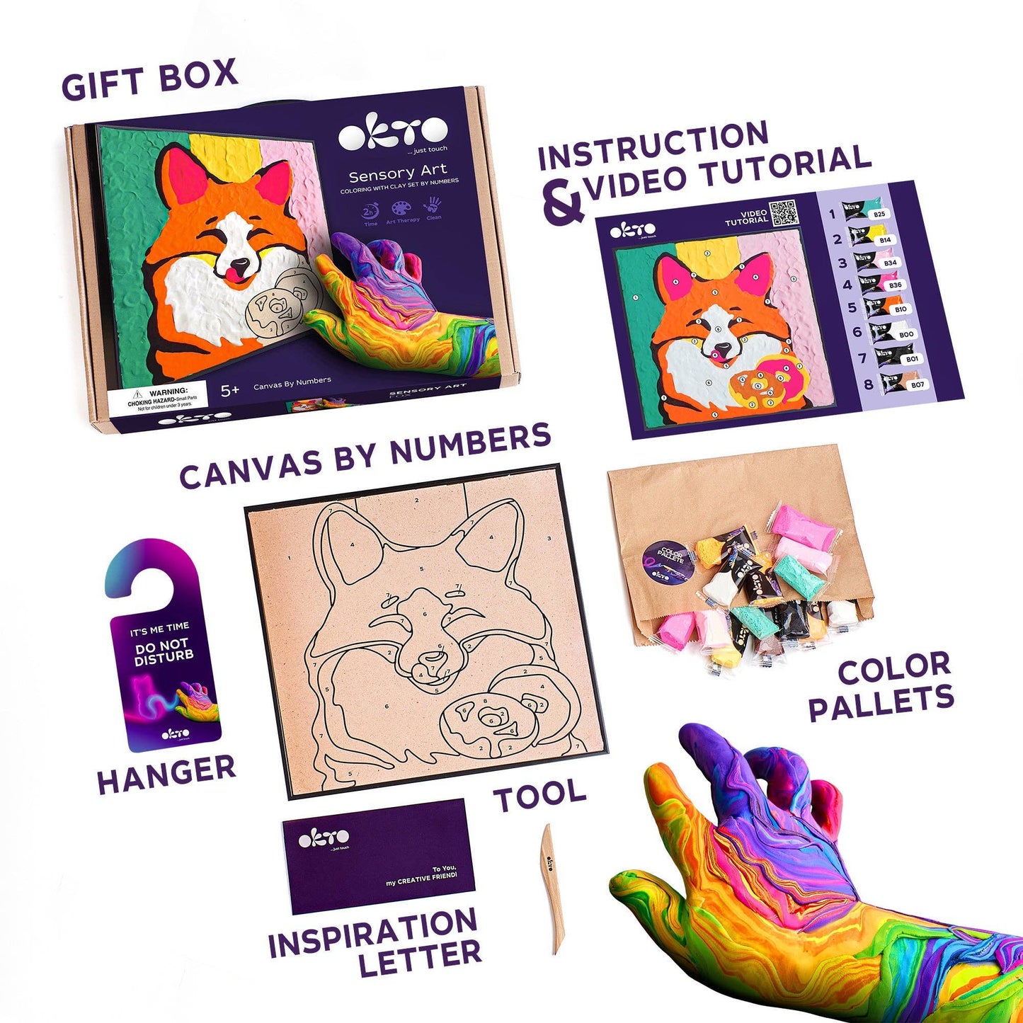 Sensory Air Clay Painting by Numbers - Fox