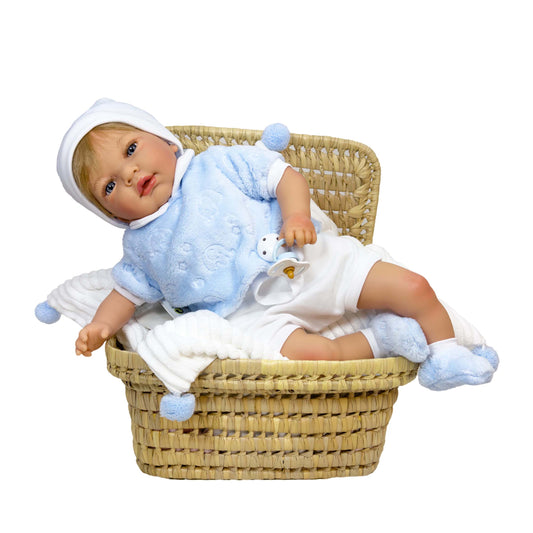 BABY DOLL WEARS BLUE HAIR WITH CUSHION INCLUDED