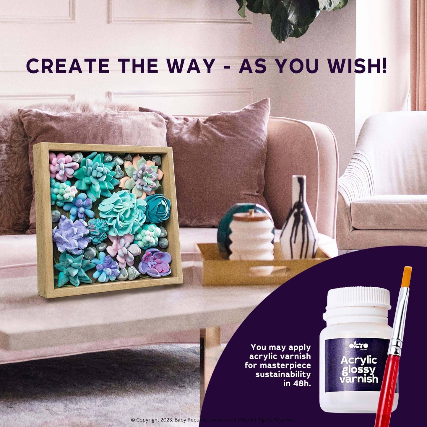 OKTO Air Dry Clay Wood & Craft Sensory Art Succulents - Tenderness