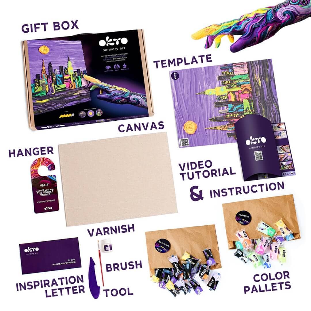 OKTO Air Dry Clay 3D Sensory Art Canvas - New York