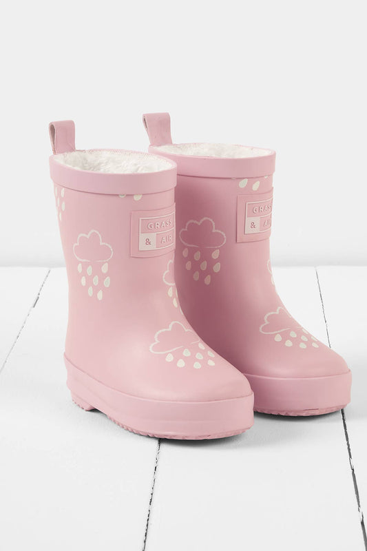 Baby Pink Colour-Changing Kids Wellies : UK8