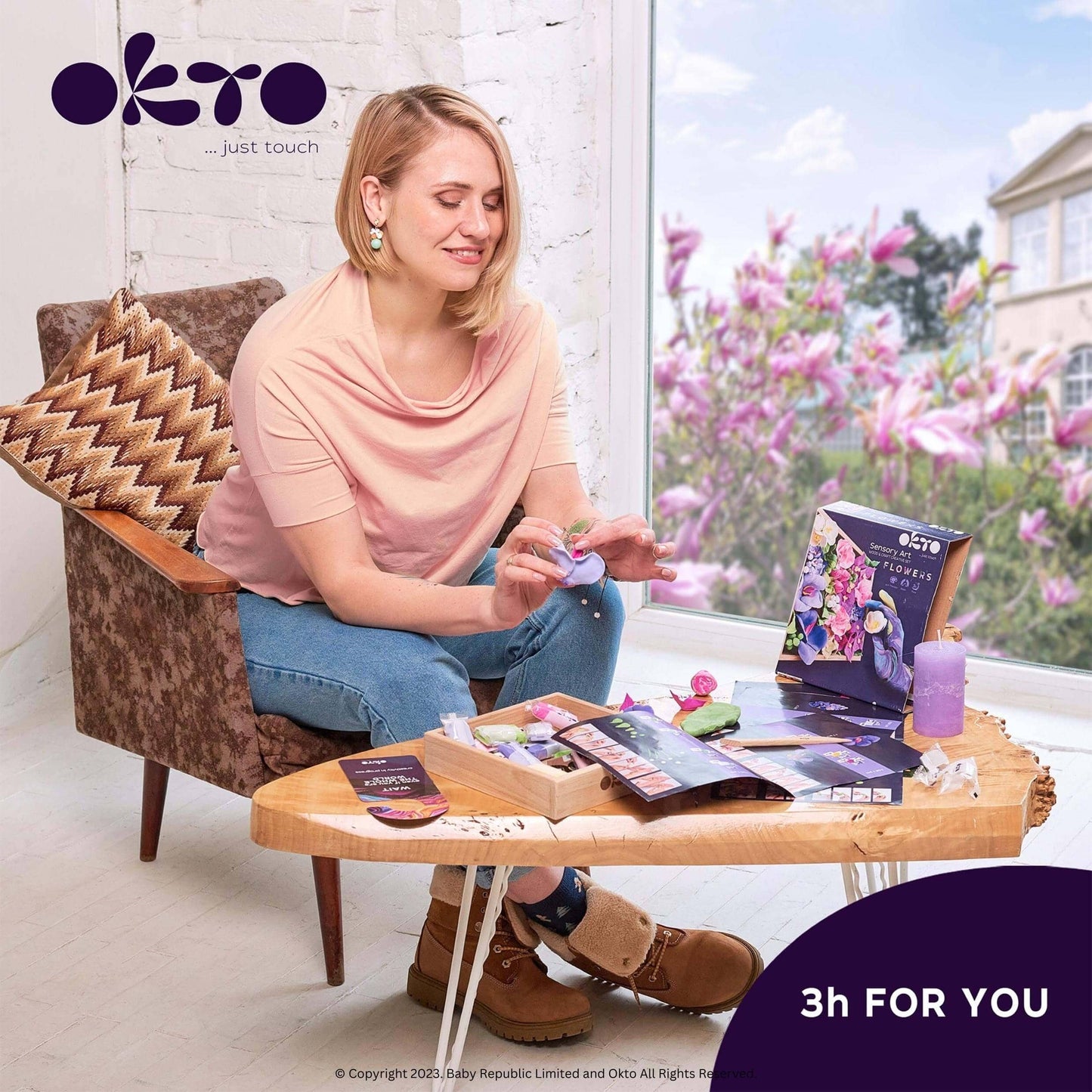 OKTO Air Dry Clay Wood & Craft Sensory Art Flower -Inspiration