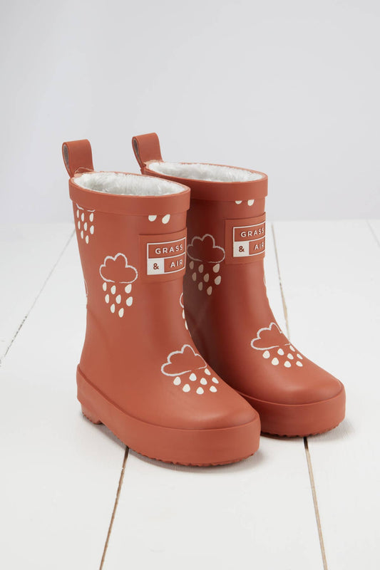 Burnt Orange Colour-Changing Kids Wellies: UK6