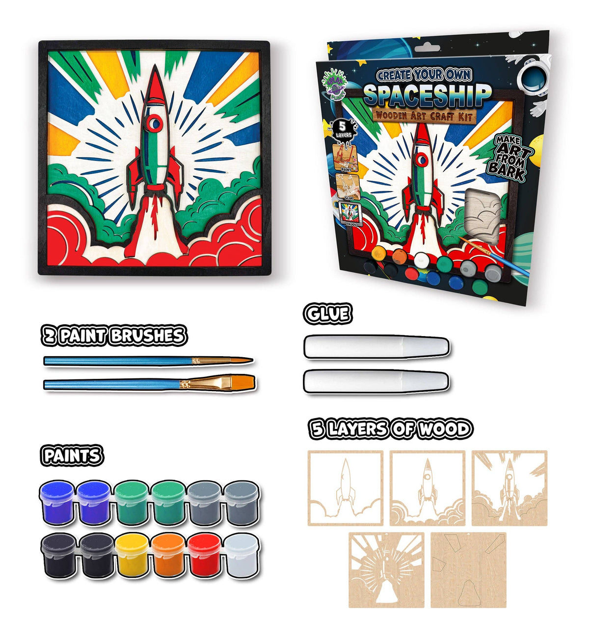 Wooden Spaceship Art Craft Kit
