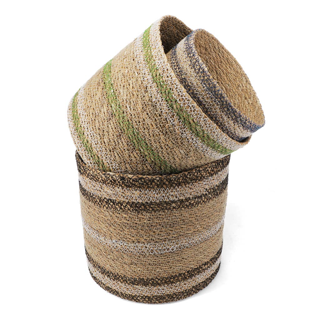 Round seagrass storage baskets (set of 3) - Natural