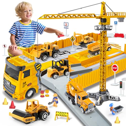 Naxudcoo Construction Toys For 3-7 Year Old Boys Construction Truck Toys Set Toddler Car Truck Toys - Crane Excavator Digger Dump Trucks, Construction Vehicle Toys For 3 4 5 6 7 Year Old Boys Gifts