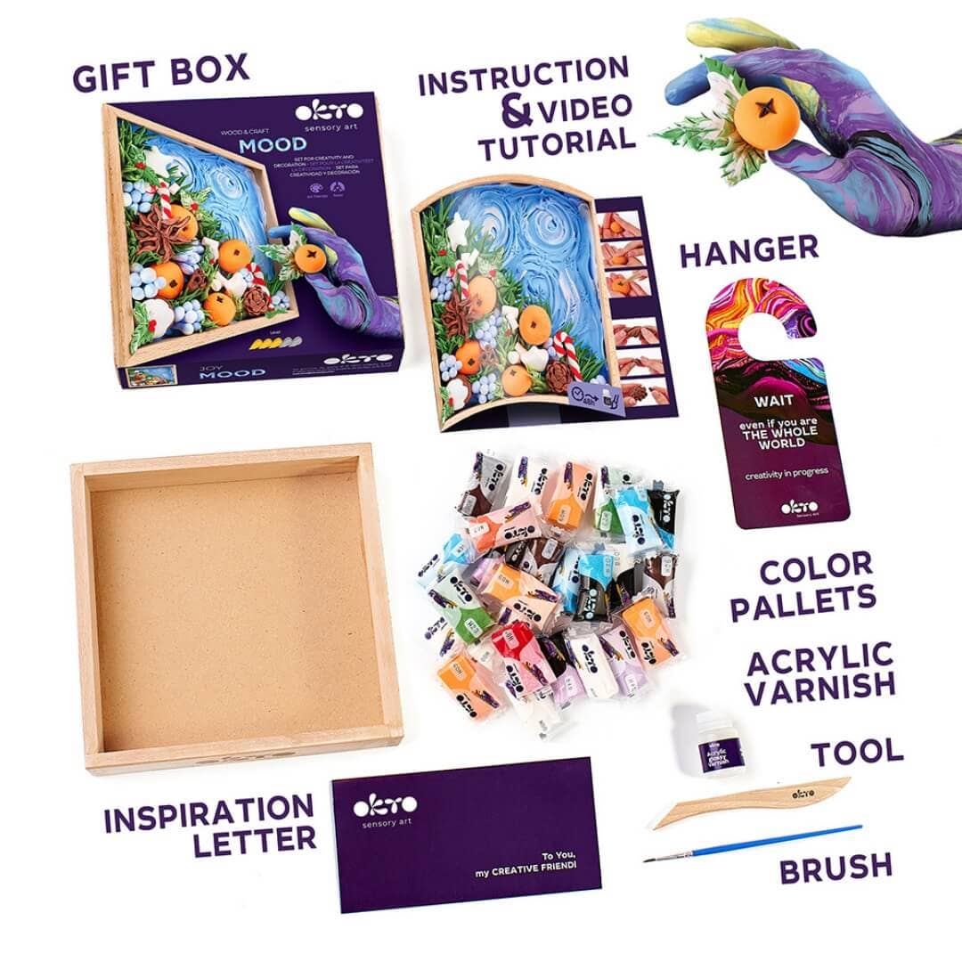 OKTO Air Dry Clay Wood & Craft Sensory Art - Joy
