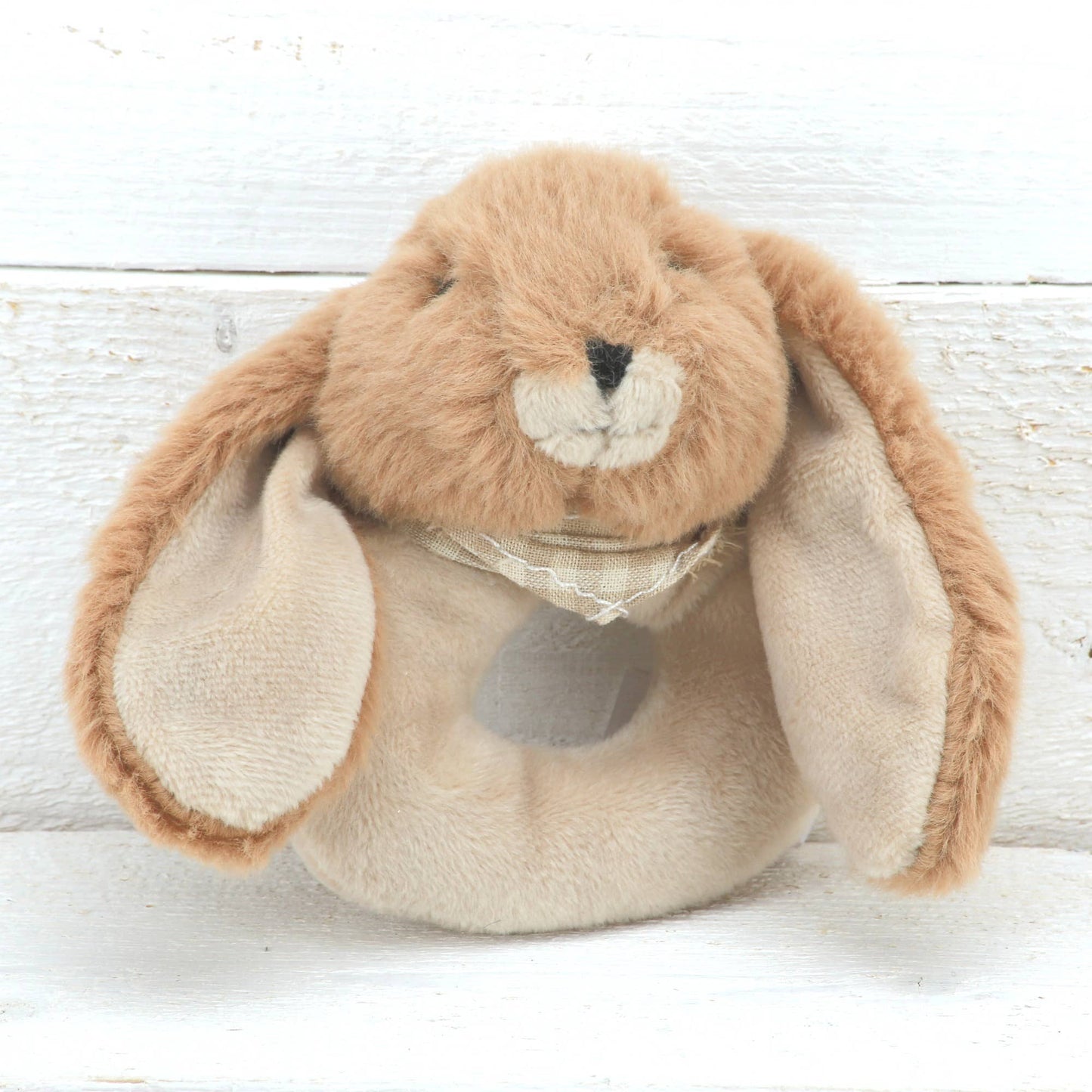 Bunny Baby Rattle Soft Toy Brown Premium Plush