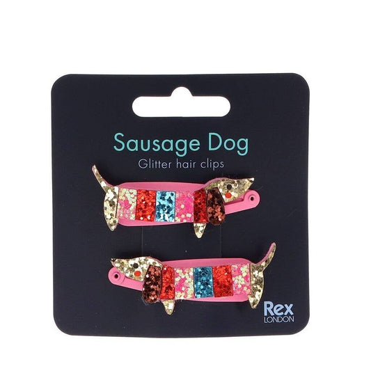 Glitter Hair Clips (Set of 2) - Sausage Dog