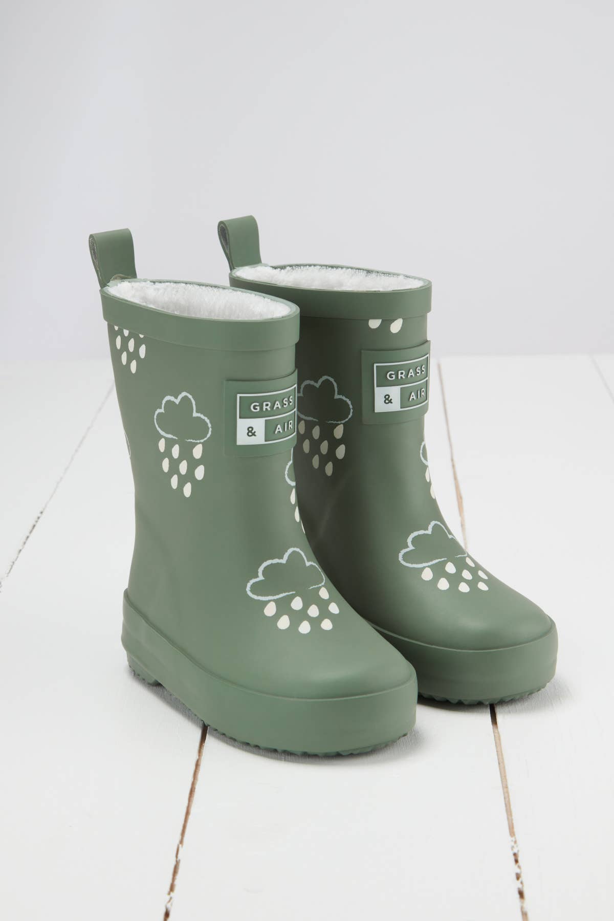 Khaki Green Colour-Changing Kids Wellies: UK9