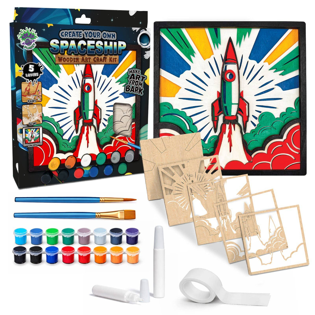 Wooden Spaceship Art Craft Kit