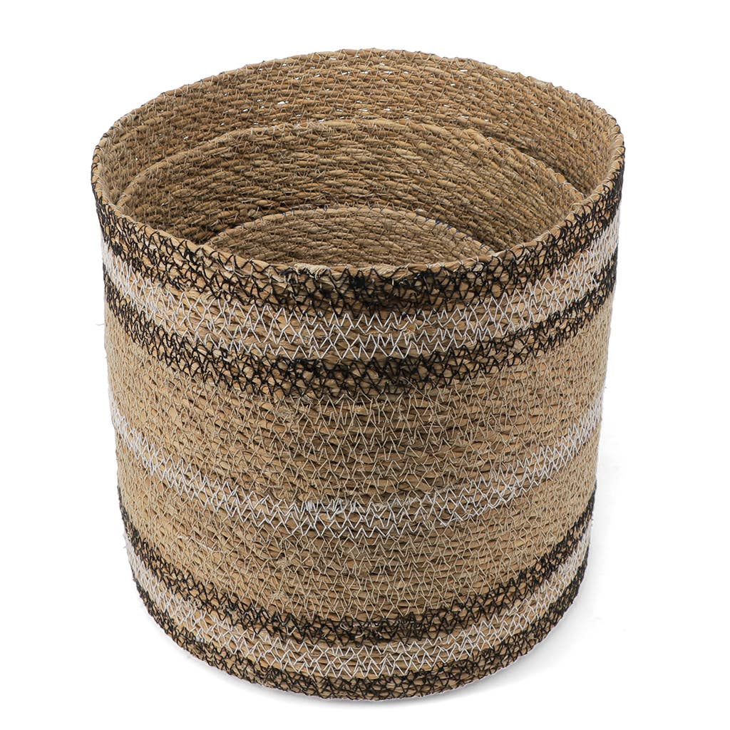 Round seagrass storage baskets (set of 3) - Natural
