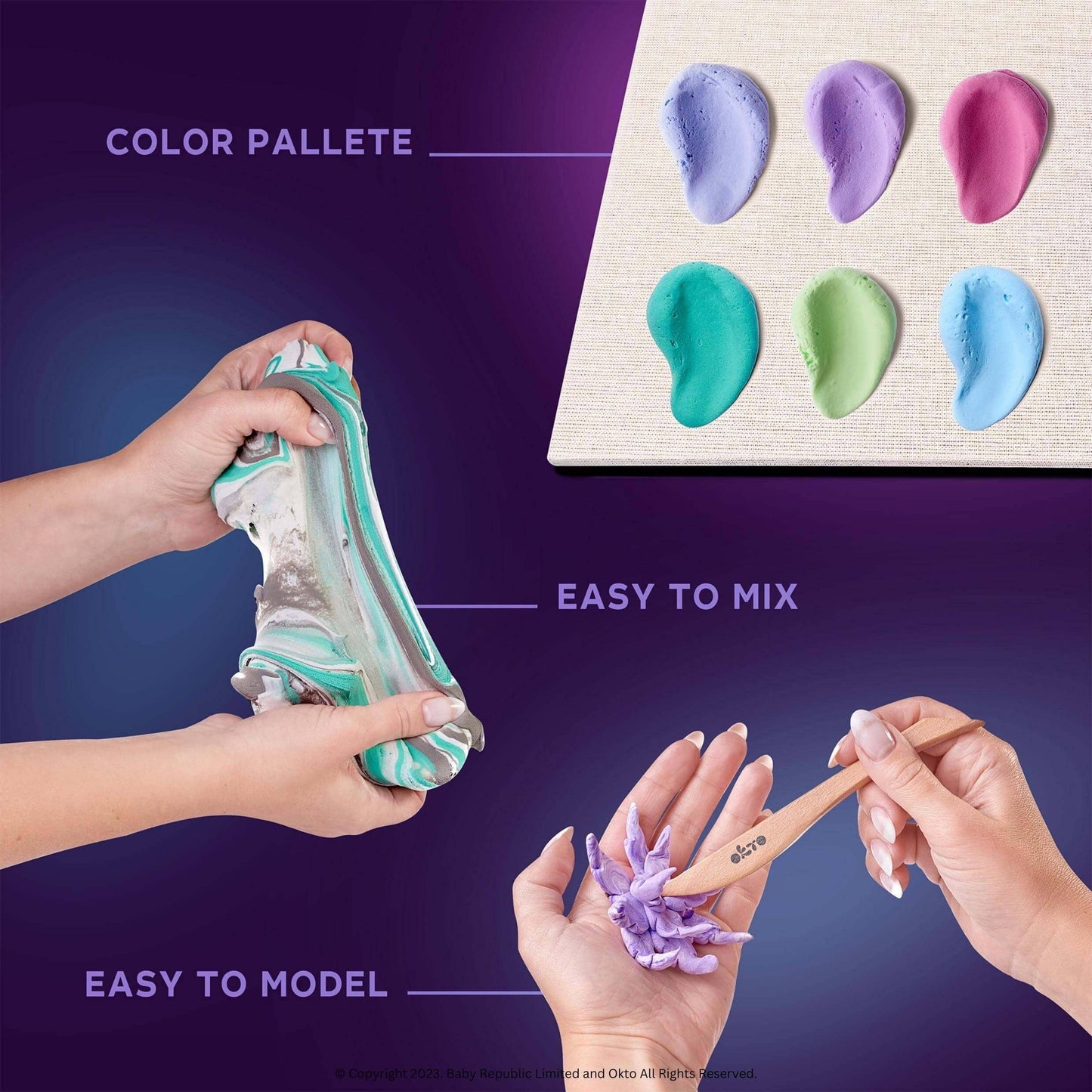 OKTO Air Dry Clay Wood & Craft Sensory Art Succulents - Tenderness