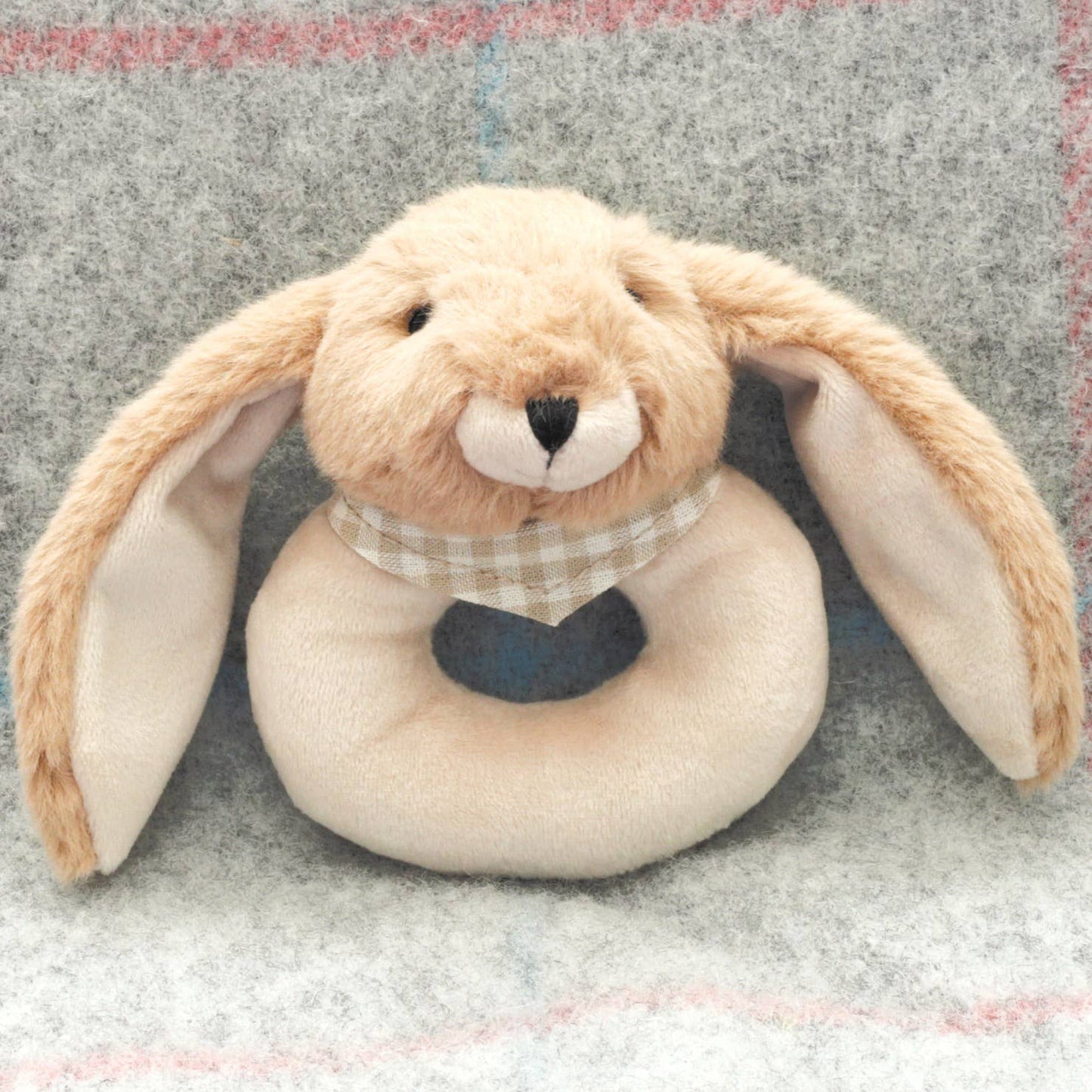 Bunny Baby Rattle Soft Toy Brown Premium Plush