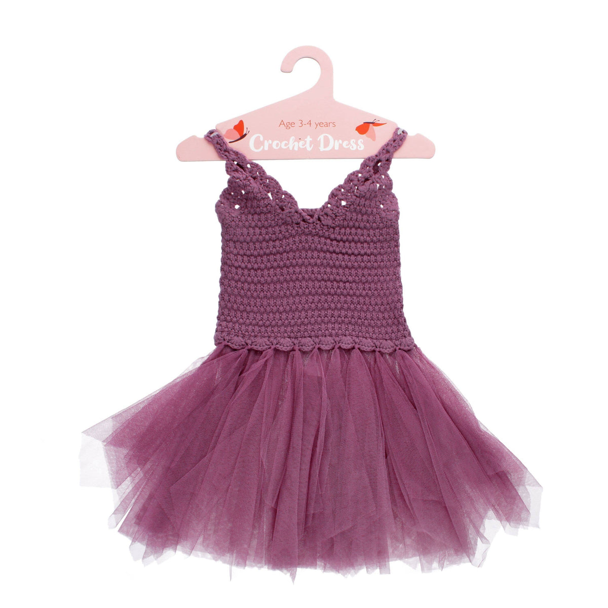 Crochet Dress (3-4 Years) - Damson Purple