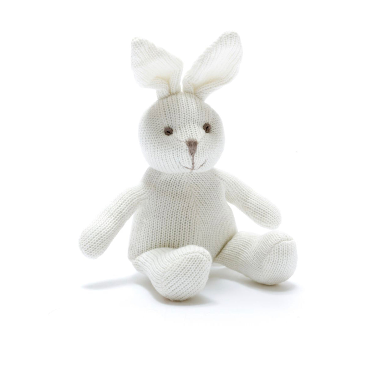 Best Years LTD Knitted Organic Cotton White Bunny Baby Rattle