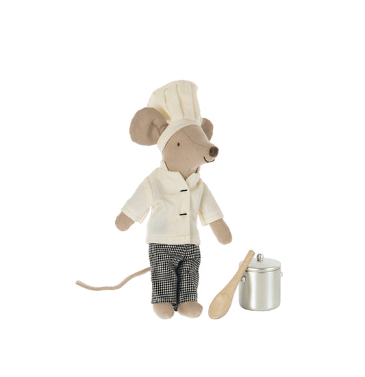 Maileg Chef Mouse with Soup Pot and Spoon