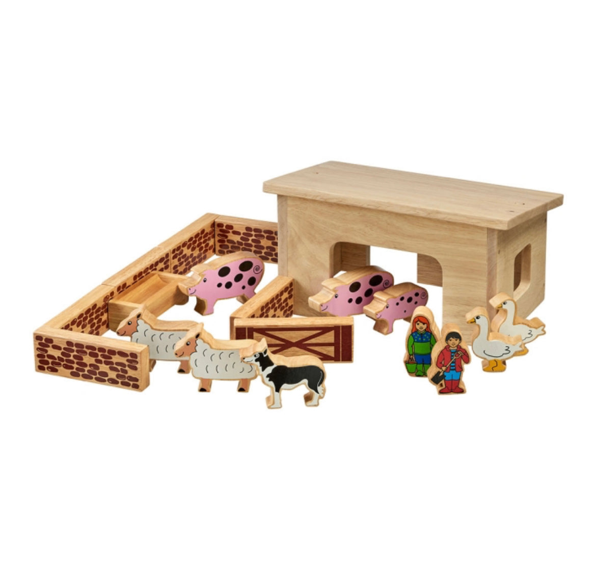 Lanka Kade Wooden Pig and Sheep Playset with Colourful Characters