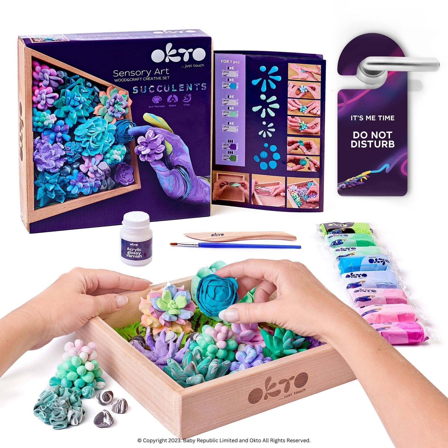 OKTO Air Dry Clay Wood & Craft Sensory Art Succulents - Tenderness