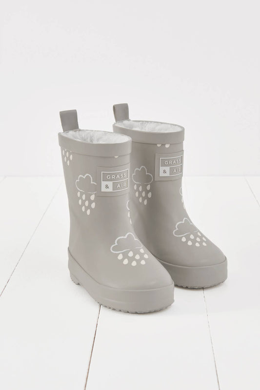 Geothermal Grey Colour-Changing Kids Wellies: UK6