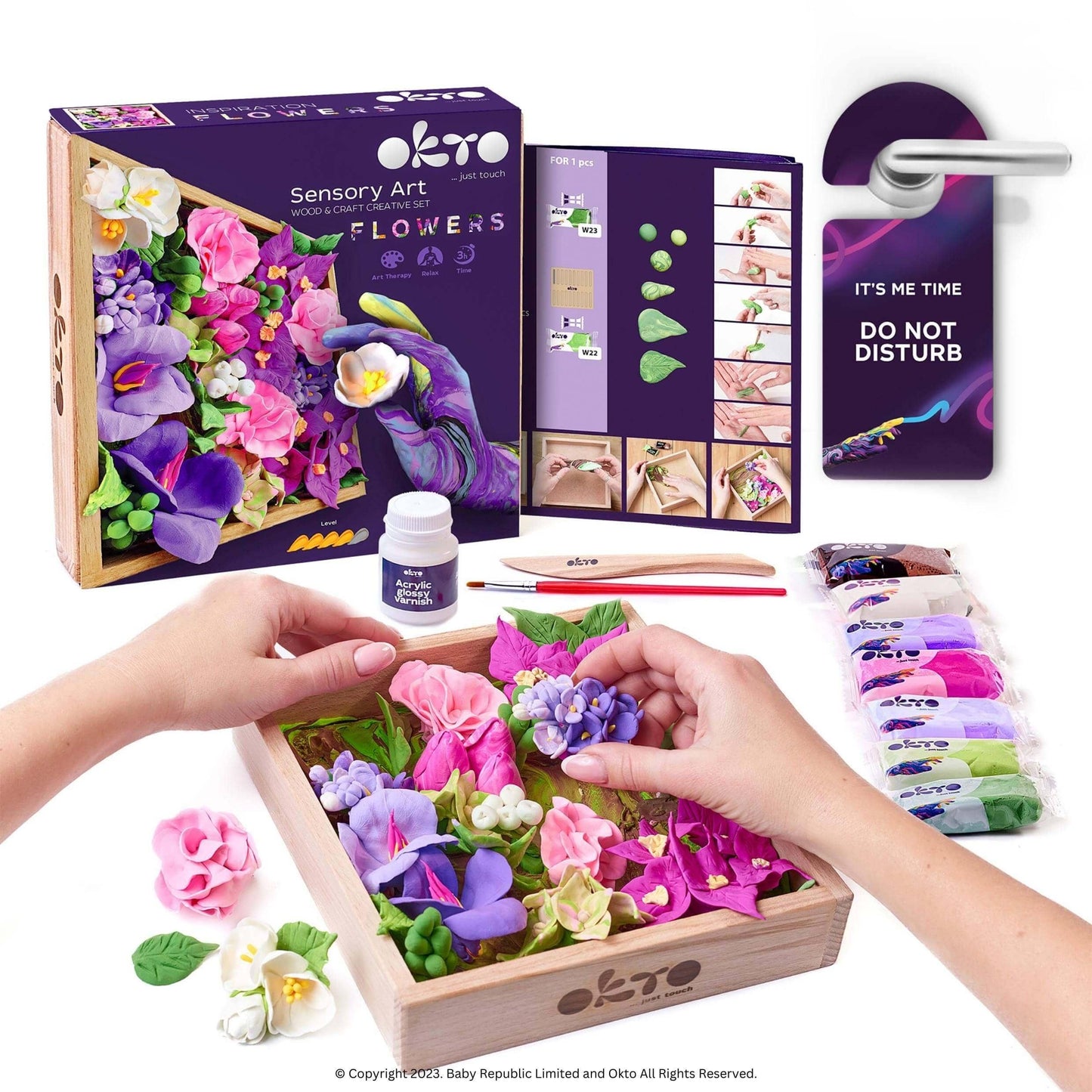 OKTO Air Dry Clay Wood & Craft Sensory Art Flower -Inspiration