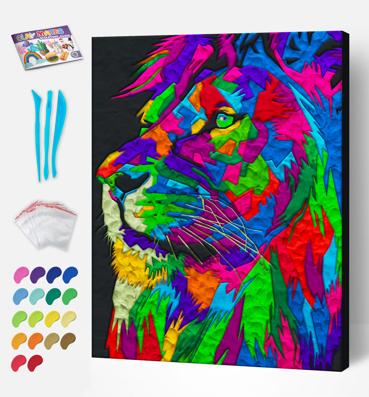 Lion Clay Painting: 30 x 40 cm