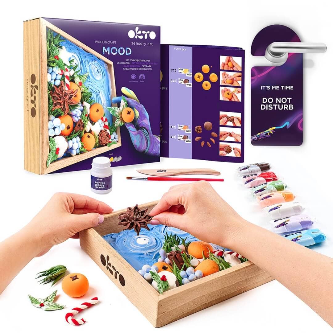 OKTO Air Dry Clay Wood & Craft Sensory Art - Joy