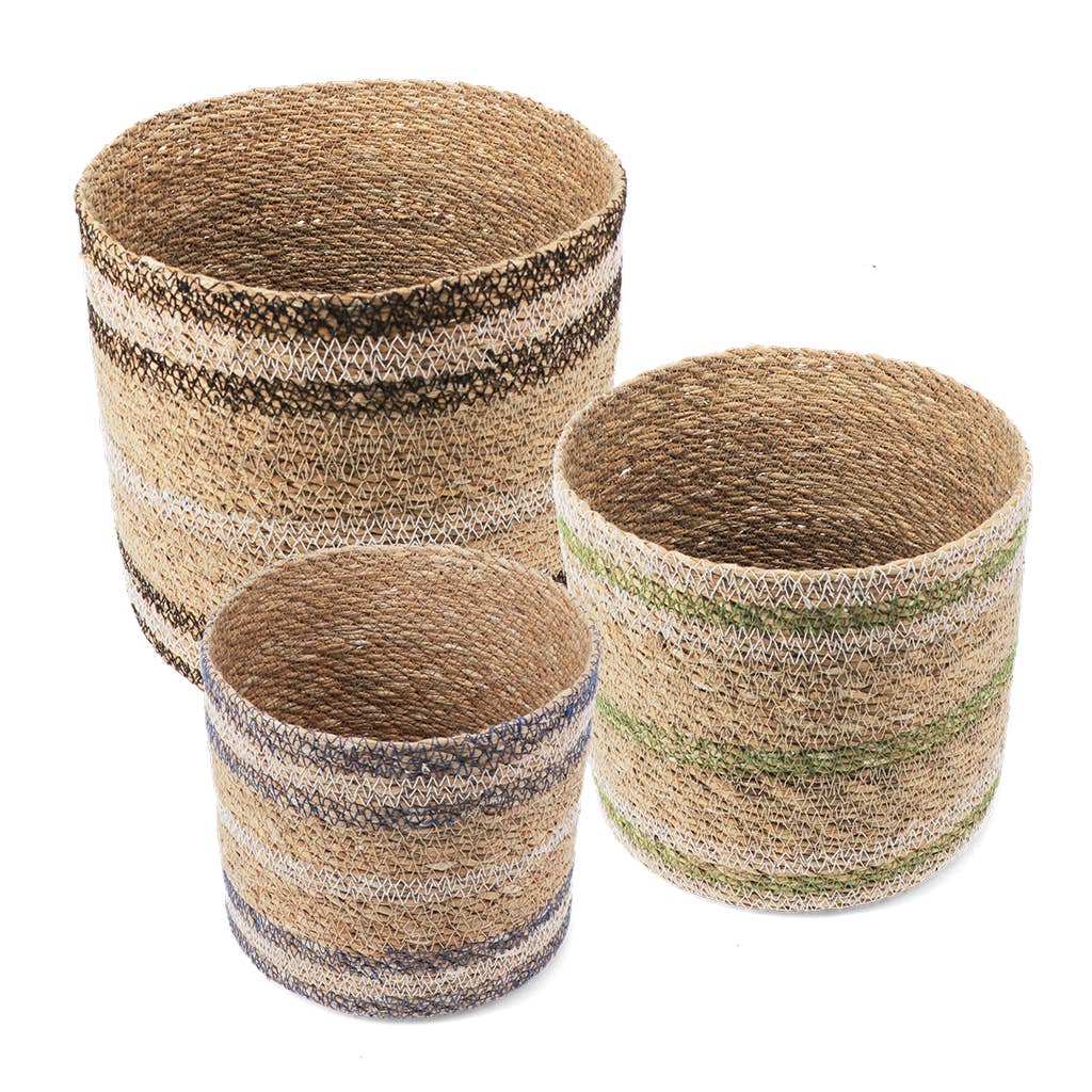 Round seagrass storage baskets (set of 3) - Natural