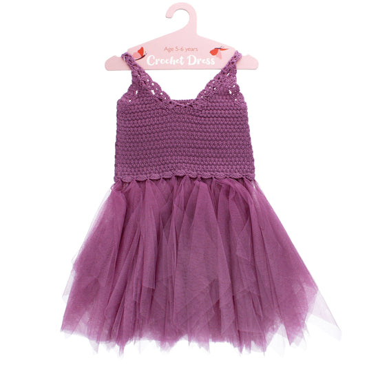 Crochet Dress (5-6 Years) - Damson Purple