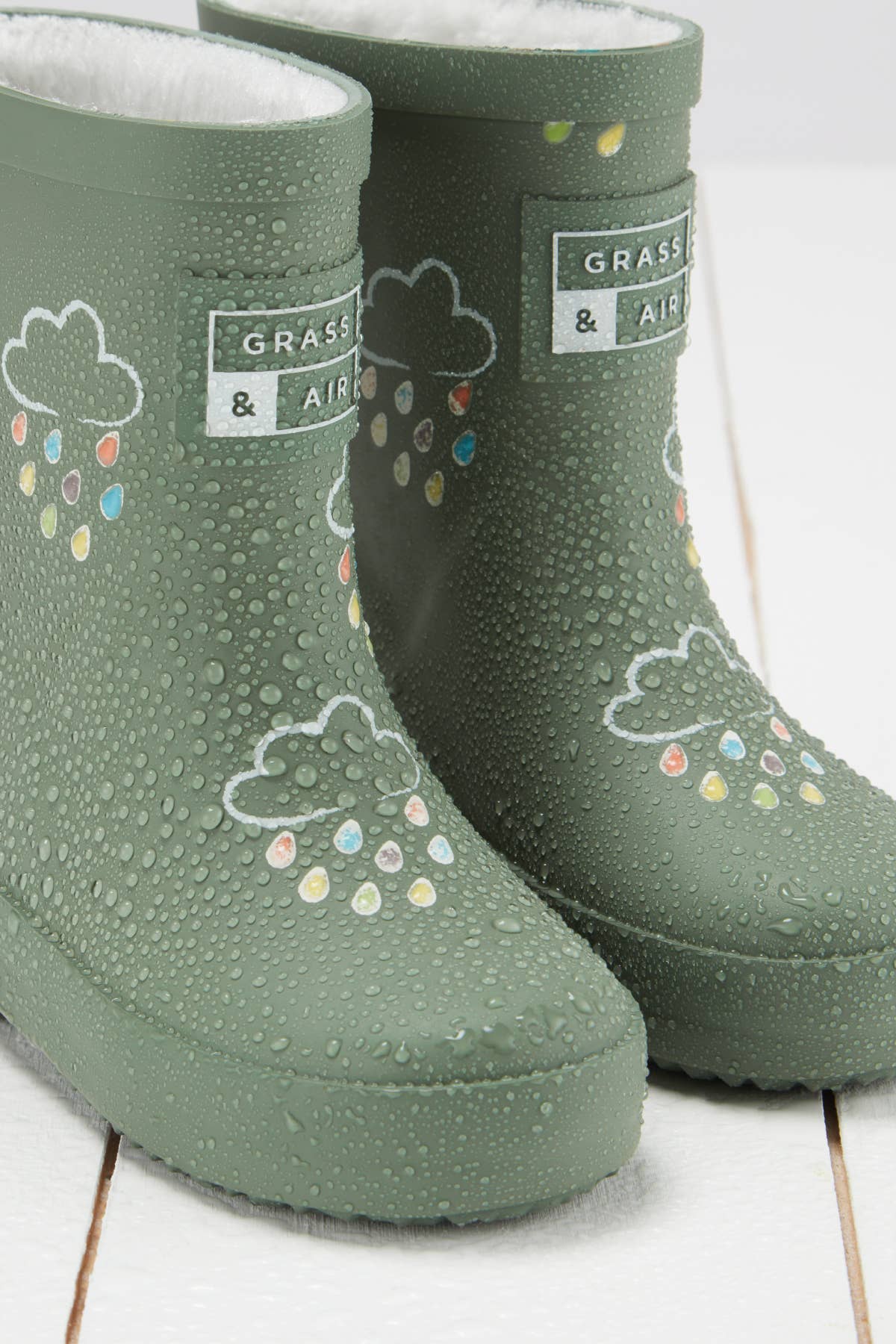 Khaki Green Colour-Changing Kids Wellies: UK5