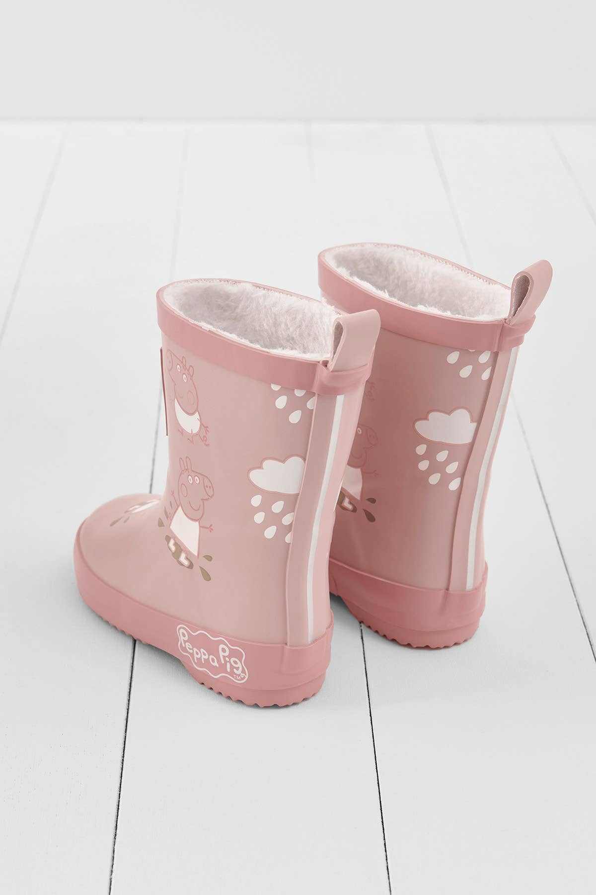 Peppa Pig Pink Colour-Changing Kids Wellies, Teddy Fleece: UK4