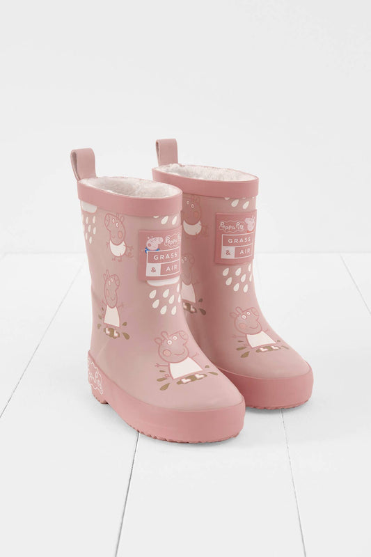 Peppa Pig Pink Colour-Changing Kids Wellies, Teddy Fleece: UK4